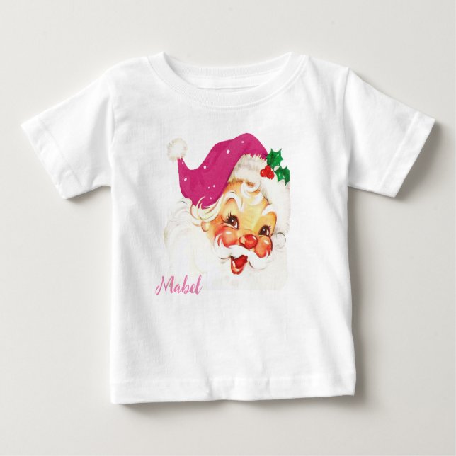 Camiseta de bebê do Papai Noel de Natal personaliz (Frente)