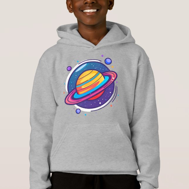 Camiseta de Bebê do Planeta Saturno Fofo – Espaço  (Frente)