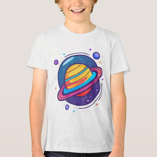 Camiseta de Bebê do Planeta Saturno Fofo – Espaço  (Frente)