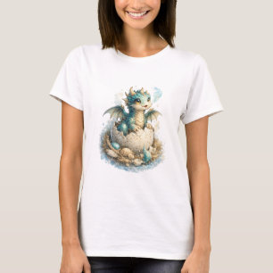 Camiseta de Bebê Dragão Fofo Saindo do Ovo