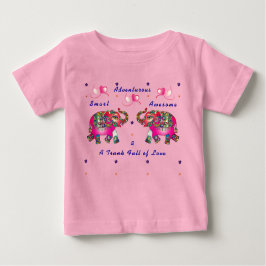 Camiseta de Bebê Elefante Artístico Fofo e Moderno