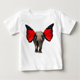 Camiseta de Bebê Elefante Vermelho com Asas