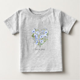 Camiseta de Bebê Floral Coração Azul