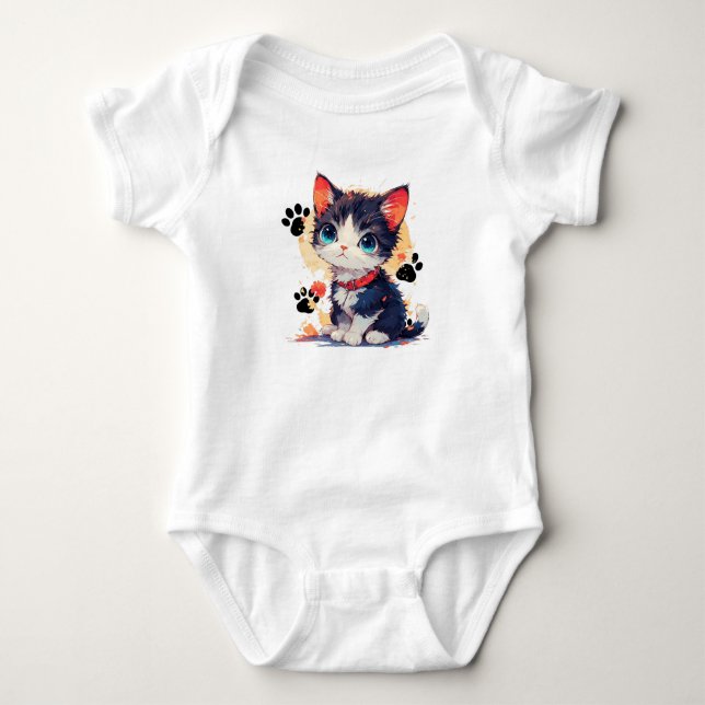 Camiseta de bebê gatinho fofo (Frente)