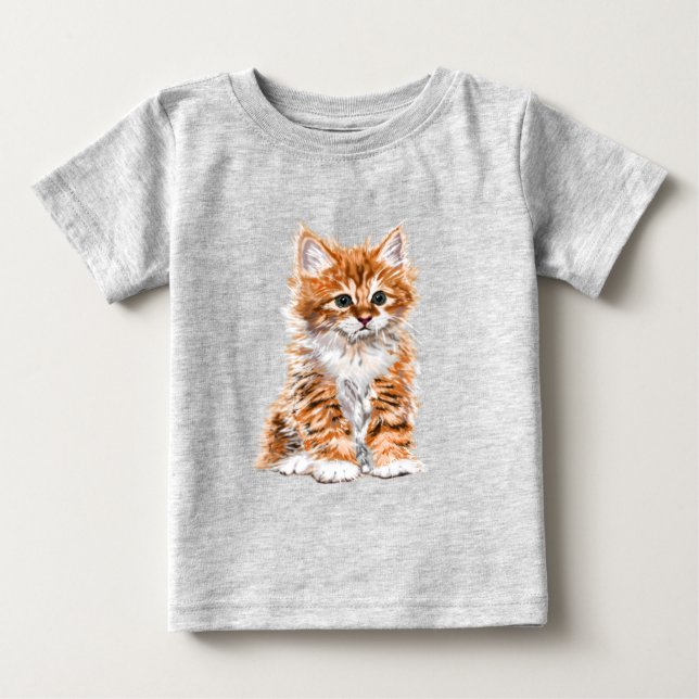 Camiseta de Bebê Gato - Pintura (Frente)