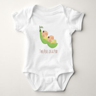 Camiseta de Bebê Gêmeos Fofos Duas Ervilhas em uma