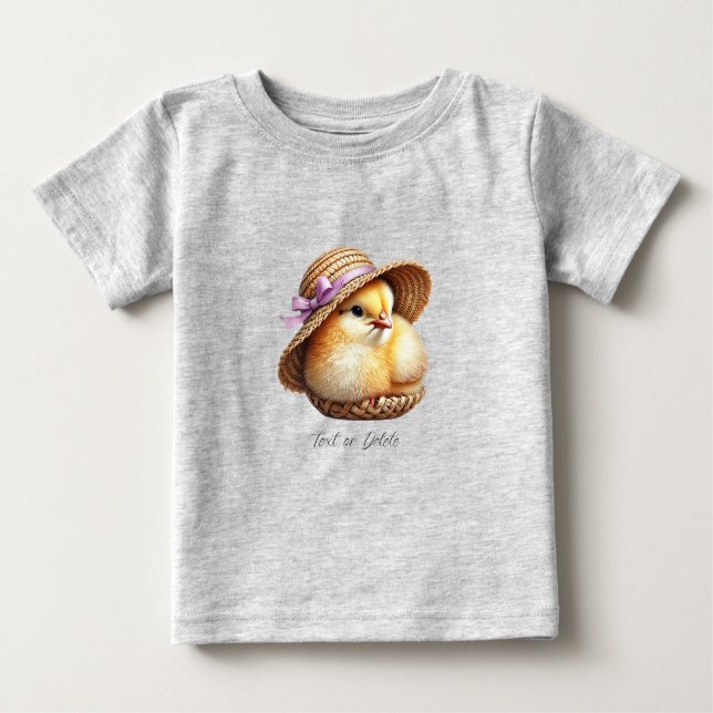Camiseta de Bebê Little Chick Pink Ribbon (Frente)