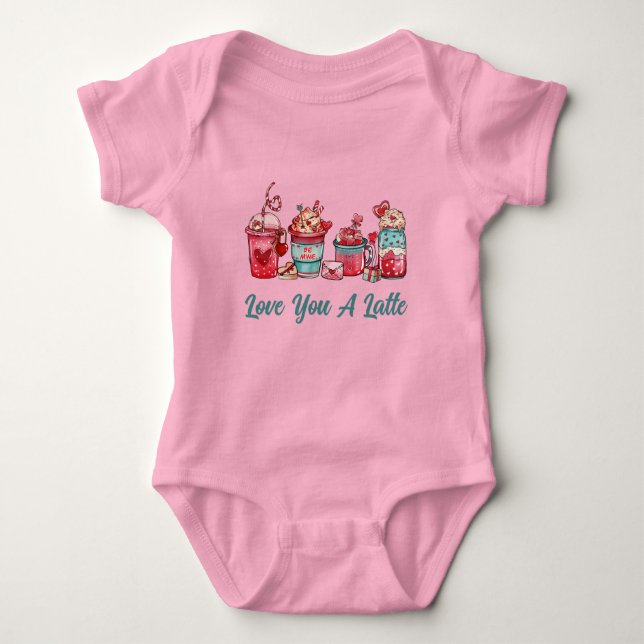 Camiseta de Bebê Love You A Latte Ming On Pink Bab (Frente)
