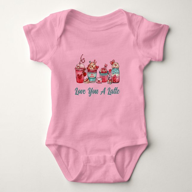 Camiseta de Bebê 'Love You A Latte Ming On Rosa' (Frente)