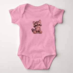 Camiseta de Bebê Menina com Design de Guaxinim Fof
