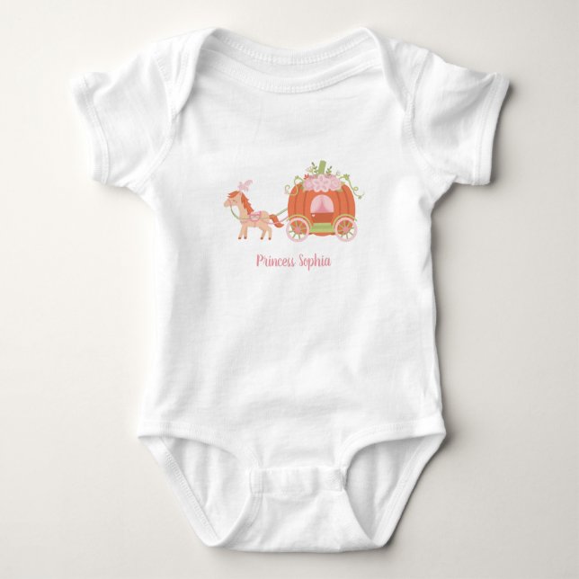 Camiseta de Bebê Menina Princesa com Carruagem de  (Frente)