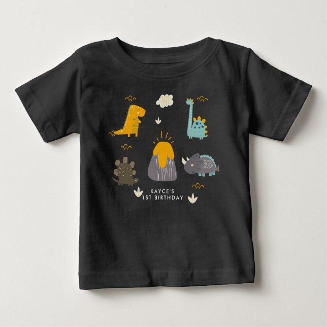 Camiseta de Bebê para Aniversário de Menino com Di (Frente)