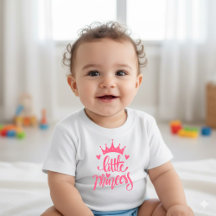 Camiseta de Bebê Pequena Princesa Coroa Rosa Fofa