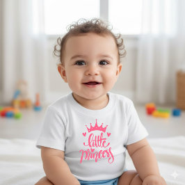 Camiseta de Bebê Pequena Princesa Coroa Rosa Fofa
