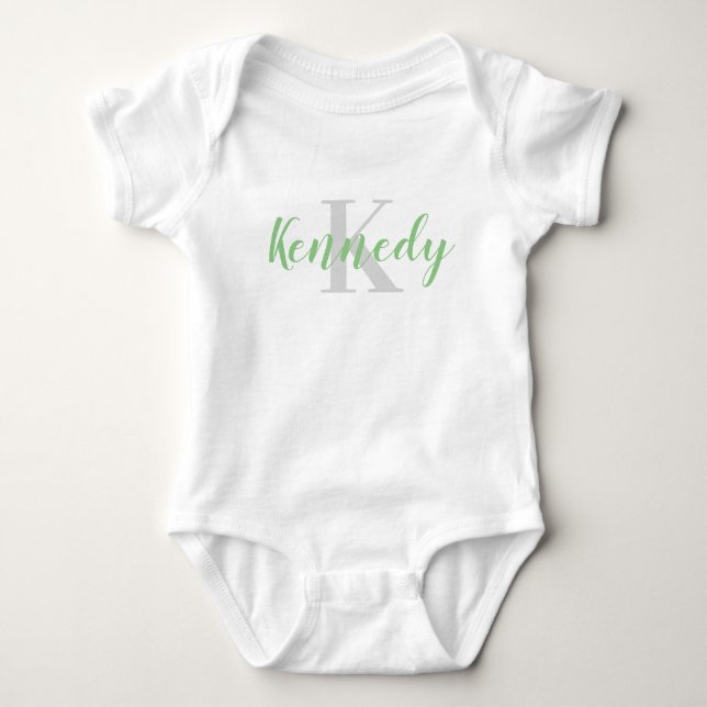 Camiseta de Bebê Personalizada com Nome Verde e In (Frente)