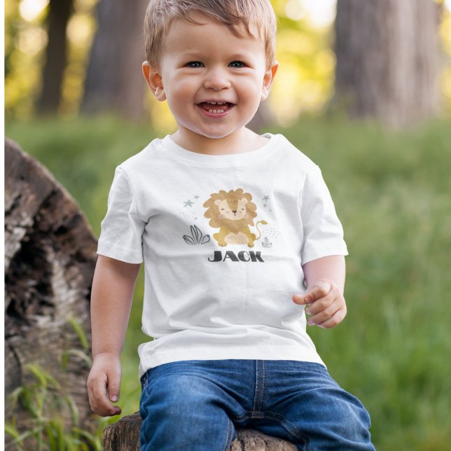 Camiseta de bebê personalizada de leão 0-24 (Little Lion Customized Baby T-shirt 0-24 mos
)