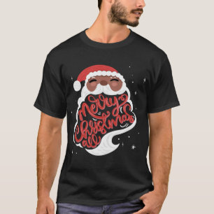 Camiseta de bebê Preto Papai Noel Feliz Natal Para