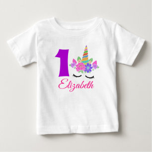 Camiseta de Bebê Tema Unicórnio para 1º Aniversári