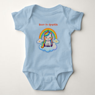Camiseta de Bebê Unicórnio Azul de Algodão na Moda