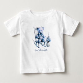 Camiseta de Bebê Urso Azul Aquarela