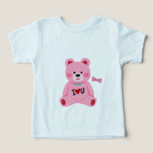 Camiseta de Bebê Urso de Pelúcia Rosa