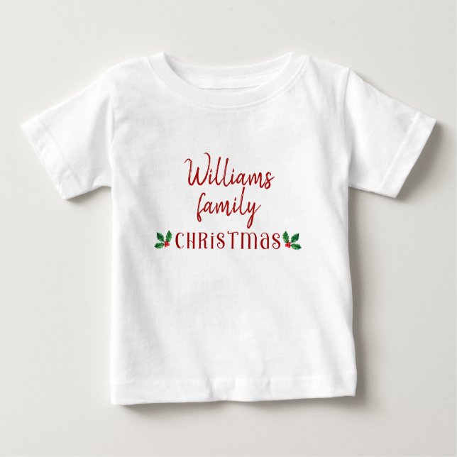 Camiseta de bebê vermelha de Natal combinando com  (Frente)