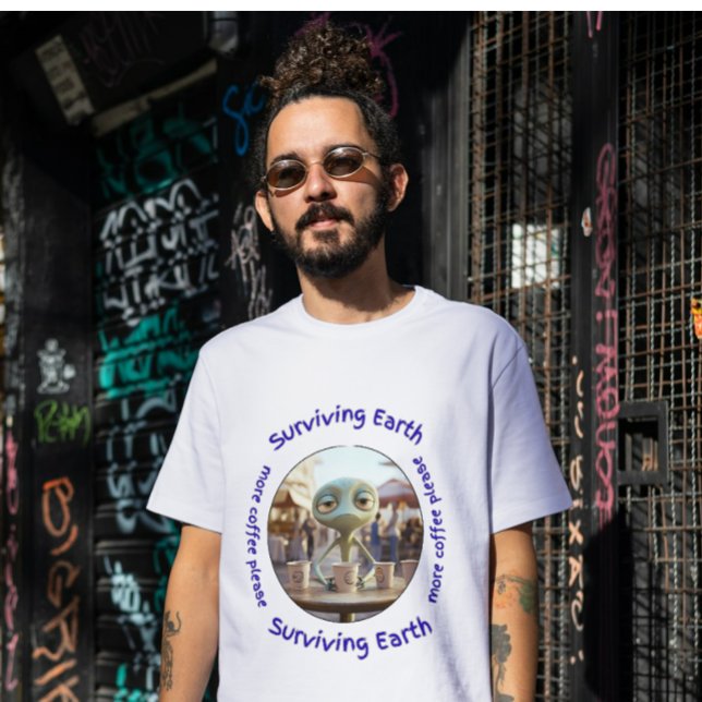 Camiseta de bebendo de café com Alienígena terrest (Criador carregado)