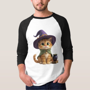 Camiseta de beisebol regata de bruxa fofa gata no