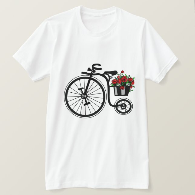 Camiseta de bicicleta das flores - Romântica (Frente do Design)