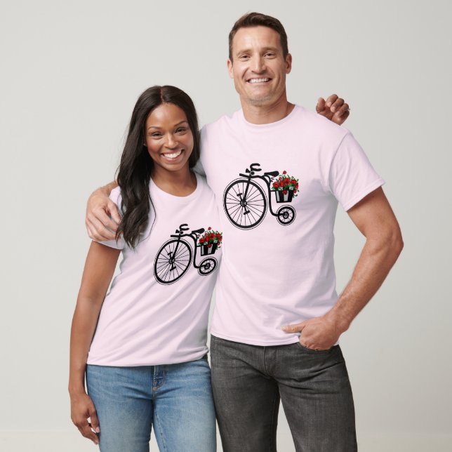 Camiseta de bicicleta de flores românticas (Unissex)