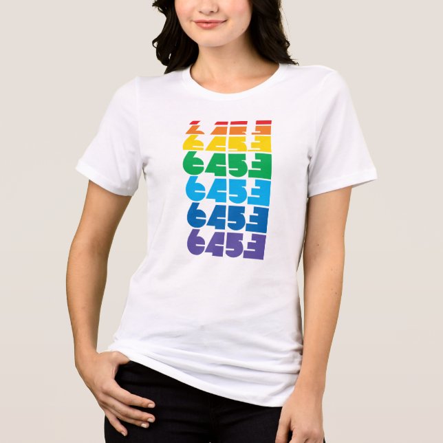Camiseta de bloco multicolorido feminino 6453 (Frente)