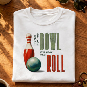 Camiseta de Boliche com Pino e Bola de Boliche