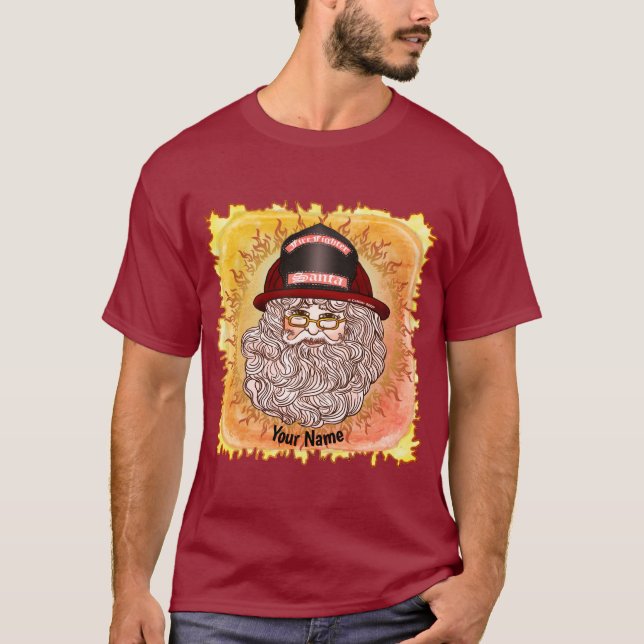 Camiseta de bombeiro papai noel (Frente)