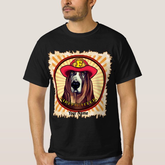 Camiseta de Bombeiros de Cão Cachorro Cachorro (Frente)