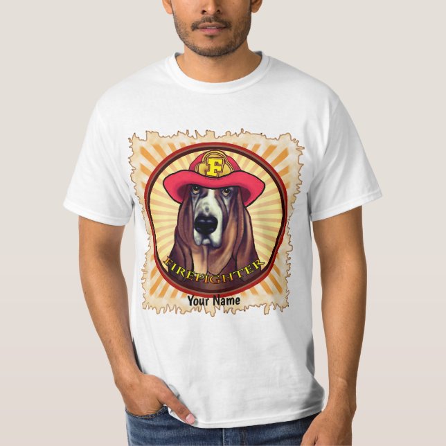Camiseta de Bombeiros de Cão Cachorro Cachorro (Frente)
