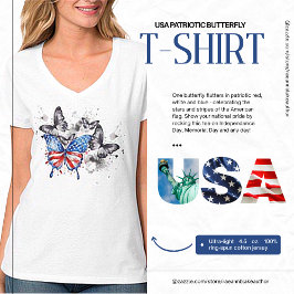 Camiseta de Borboleta Patriótica dos EUA