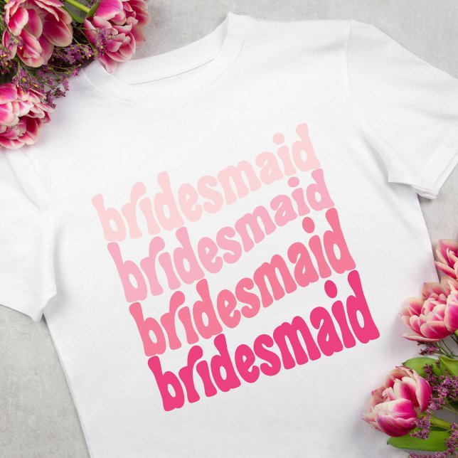 Camiseta de Bridesmaid, cor-de-rosa retrô fofo (Criador carregado)