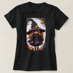 Camiseta de Bruxa Adorável e Abóbora