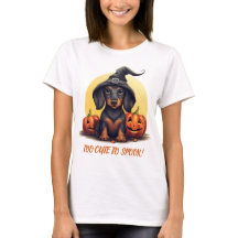 Camiseta de bruxa de Dachshund de Halloween fofa –