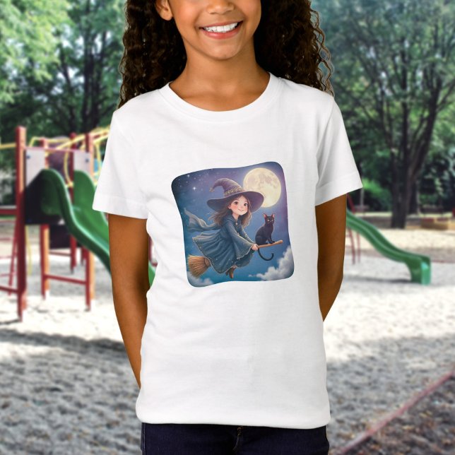 Camiseta de Bruxa Fofa com Gato (Criador carregado)