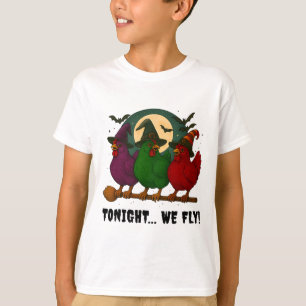 Camiseta de Bruxas de Frango Engraçado Voando Hoje