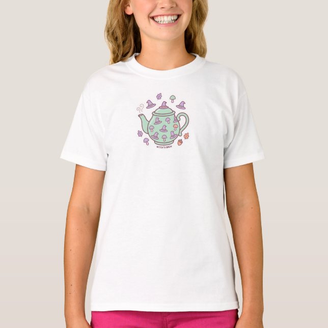 Camiseta de bule de chá "Witch's Brew" Pastel Kawa (Frente)