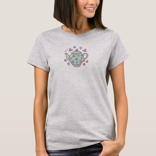 Camiseta de bule de chá "Witch's Brew" Pastel Kawa (Frente)