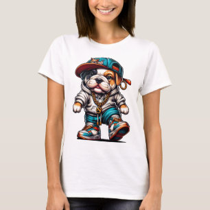 Camiseta de Bulldog com Estilo de Rua para Senhora