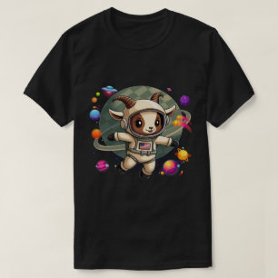 Camiseta de Cabra Galáctica com OVNI Espaço engr