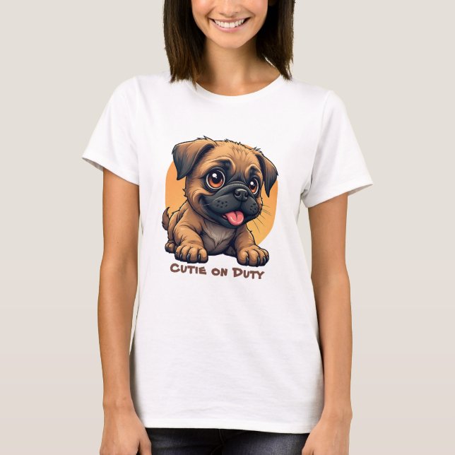 Camiseta de Cachorrinho de Desenho Fofo (Frente)