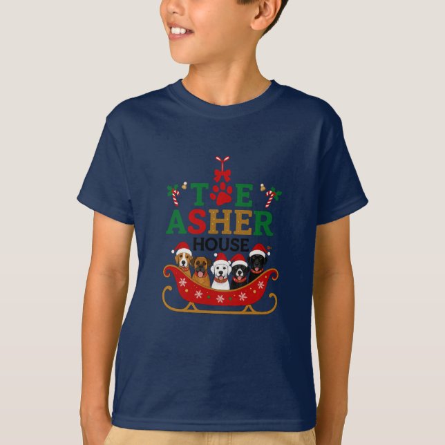 Camiseta de Cachorro de Natal para Crianças - Gi F (Frente)