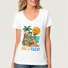 Camiseta de Cachorro Engraçado de Férias | Verão F