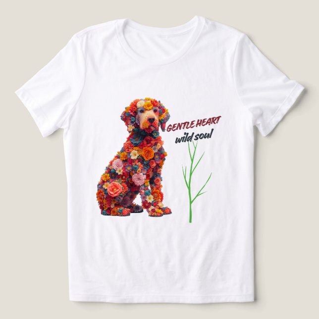 Camiseta de Cachorro Floral | Design de Cachorro F (Design frontal)