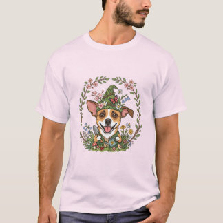 Camiseta de cachorro gnomo de jardim de primavera